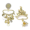 Oro Laminado Long Earring, Gold Filled Style with White Crystal, Polished, Golden Finish, 02.331.0058