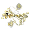 Oro Laminado Long Earring, Gold Filled Style with White Crystal, Polished, Golden Finish, 02.331.0058