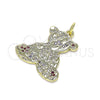 Oro Laminado Fancy Pendant, Gold Filled Style Teddy Bear Design, with Multicolor Micro Pave, Polished, Golden Finish, 05.381.0005