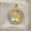 Oro Laminado Religious Pendant, Gold Filled Style Diamond Cutting Finish, Tricolor, 05.253.0161