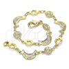 Oro Laminado Fancy Bracelet, Gold Filled Style Moon and Sun Design, Polished, Golden Finish, 03.326.0020.07 (08 MM Thickness, 7 Inches Length)