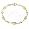 Oro Laminado Fancy Bracelet, Gold Filled Style Lock and key Design, Polished, Golden Finish, 03.326.0021.08 (06 MM Thickness, 8 Inches Length)