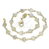 Oro Laminado Fancy Anklet, Gold Filled Style Heart Design, Diamond Cutting Finish, Golden Finish, 03.326.0024.10 (06 MM Thickness, 10 Inches Length)