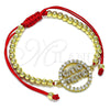 Oro Laminado Adjustable Bolo Bracelet, Gold Filled Style Mom Design, with White Micro Pave, Polished, Golden Finish, 03.381.0042.11 (04 MM Thickness, 11 Inches Length)