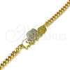 Oro Laminado Fancy Bracelet, Gold Filled Style Elephant Design, with White and Black Micro Pave, Polished, Golden Finish, 03.341.0167.08 (04 MM Thickness, 8 Inches Length)