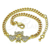 Oro Laminado Fancy Bracelet, Gold Filled Style Little Girl and Heart Design, with White Micro Pave, Polished, Golden Finish, 03.368.0070.08 (04 MM Thickness, 8 Inches Length)