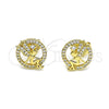 Oro Laminado Stud Earring, Gold Filled Style Angel Design, with White Micro Pave, Polished, Golden Finish, 02.156.0635
