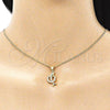 Oro Laminado Pendant Necklace, Gold Filled Style Dolphin Design, with White Micro Pave, Polished, Golden Finish, 04.156.0463.20 (02 MM Thickness, 20 Inches Length)
