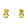 Oro Laminado Stud Earring, Gold Filled Style Ladybug Design, with White Micro Pave, Polished, Golden Finish, 02.156.0649