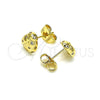 Oro Laminado Stud Earring, Gold Filled Style Ladybug Design, with White Micro Pave, Polished, Golden Finish, 02.156.0649