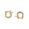 Oro Laminado Small Hoop, Gold Filled Style Diamond Cutting Finish, Tricolor, 02.96.0080.2.10