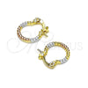 Oro Laminado Small Hoop, Gold Filled Style Diamond Cutting Finish, Tricolor, 02.96.0083.2.12
