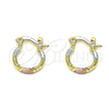 Oro Laminado Small Hoop, Gold Filled Style Diamond Cutting Finish, Tricolor, 02.96.0088.2.12