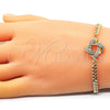 Oro Laminado Fancy Bracelet, Gold Filled Style Love Knot Design, with White Micro Pave, Polished, Golden Finish, 03.156.0025.08 (04 MM Thickness, 8 Inches Length)