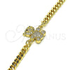 Oro Laminado Fancy Bracelet, Gold Filled Style Teddy Bear Design, with White Micro Pave, Polished, Golden Finish, 03.156.0026.08 (04 MM Thickness, 8 Inches Length)