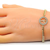 Oro Laminado Fancy Bracelet, Gold Filled Style with White Micro Pave, Polished, Golden Finish, 03.156.0033.08 (04 MM Thickness, 8 Inches Length)