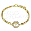 Oro Laminado Fancy Bracelet, Gold Filled Style with White Micro Pave, Polished, Golden Finish, 03.156.0033.08 (04 MM Thickness, 8 Inches Length)