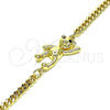 Oro Laminado Fancy Bracelet, Gold Filled Style Teddy Bear Design, with Black Micro Pave, Polished, Golden Finish, 03.156.0035.08 (04 MM Thickness, 8 Inches Length)