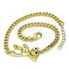 Oro Laminado Fancy Bracelet, Gold Filled Style Teddy Bear Design, with Black Micro Pave, Polished, Golden Finish, 03.156.0035.08 (04 MM Thickness, 8 Inches Length)
