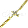 Oro Laminado Fancy Bracelet, Gold Filled Style with White Micro Pave, Polished, Golden Finish, 03.156.0036.08 (04 MM Thickness, 8 Inches Length)