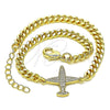 Oro Laminado Fancy Bracelet, Gold Filled Style with White Micro Pave, Polished, Golden Finish, 03.156.0036.08 (04 MM Thickness, 8 Inches Length)