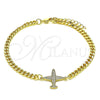 Oro Laminado Fancy Bracelet, Gold Filled Style with White Micro Pave, Polished, Golden Finish, 03.156.0036.08 (04 MM Thickness, 8 Inches Length)