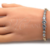 Oro Laminado Fancy Bracelet, Gold Filled Style with White Cubic Zirconia, Polished, Golden Finish, 03.283.0078.08 (05 MM Thickness, 8 Inches Length)