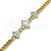 Oro Laminado Fancy Bracelet, Gold Filled Style with White Cubic Zirconia, Polished, Golden Finish, 03.283.0079.08 (05 MM Thickness, 8 Inches Length)