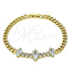 Oro Laminado Fancy Bracelet, Gold Filled Style with White Cubic Zirconia, Polished, Golden Finish, 03.283.0079.08 (05 MM Thickness, 8 Inches Length)