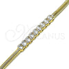 Oro Laminado Fancy Bracelet, Gold Filled Style with White Cubic Zirconia, Polished, Golden Finish, 03.283.0082.07 (04 MM Thickness, 7 Inches Length)