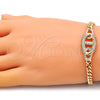 Oro Laminado Fancy Bracelet, Gold Filled Style with White Micro Pave, Polished, Golden Finish, 03.283.0090.07 (05 MM Thickness, 7 Inches Length)