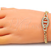 Oro Laminado Fancy Bracelet, Gold Filled Style with White Micro Pave, Polished, Golden Finish, 03.283.0090.07 (05 MM Thickness, 7 Inches Length)