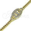 Oro Laminado Fancy Bracelet, Gold Filled Style with White Micro Pave, Polished, Golden Finish, 03.283.0090.07 (05 MM Thickness, 7 Inches Length)