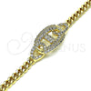 Oro Laminado Fancy Bracelet, Gold Filled Style with White Micro Pave, Polished, Golden Finish, 03.283.0090.07 (05 MM Thickness, 7 Inches Length)