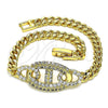 Oro Laminado Fancy Bracelet, Gold Filled Style with White Micro Pave, Polished, Golden Finish, 03.283.0090.07 (05 MM Thickness, 7 Inches Length)