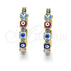 Oro Laminado Small Hoop, Gold Filled Style Evil Eye Design, with White Crystal, Multicolor Enamel Finish, Golden Finish, 02.213.0365.1.25