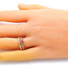 Oro Laminado Elegant Ring, Gold Filled Style Evil Eye and Heart Design, Red Enamel Finish, Golden Finish, 01.213.0017.1 (One size fits all)