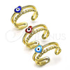 Oro Laminado Elegant Ring, Gold Filled Style Evil Eye and Heart Design, Red Enamel Finish, Golden Finish, 01.213.0017.1 (One size fits all)