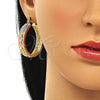 Oro Laminado Medium Hoop, Gold Filled Style Guadalupe Design, Polished, Tricolor, 02.380.0098.40