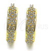 Oro Laminado Medium Hoop, Gold Filled Style Butterfly Design, with White Crystal, Polished, Golden Finish, 02.380.0102.35
