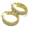 Oro Laminado Medium Hoop, Gold Filled Style Butterfly Design, with White Crystal, Polished, Golden Finish, 02.380.0102.35