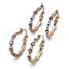 Oro Laminado Small Hoop, Gold Filled Style Evil Eye Design, with White Crystal, Multicolor Enamel Finish, Golden Finish, 02.213.0367.25