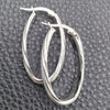 Sterling Silver Medium Hoop, Twist Design, Diamond Cutting Finish, Silver Finish, 02.389.0108.30