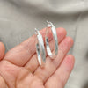 Sterling Silver Medium Hoop, Diamond Cutting Finish, Silver Finish, 02.389.0128.40