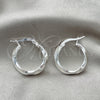 Sterling Silver Small Hoop, Twist Design, Diamond Cutting Finish, Silver Finish, 02.389.0132.15