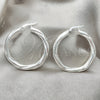 Sterling Silver Medium Hoop, Twist Design, Diamond Cutting Finish, Silver Finish, 02.389.0172.30