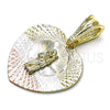 Oro Laminado Religious Pendant, Gold Filled Style San Judas and Heart Design, Diamond Cutting Finish, Tricolor, 05.351.0220