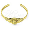 Oro Laminado Individual Bangle, Gold Filled Style Heart Design, Diamond Cutting Finish, Golden Finish, 07.253.0022 (05 MM Thickness, One size fits all)