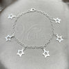 Sterling Silver Charm Bracelet, Star and Rolo Design, Polished, Silver Finish, 03.392.0010.07 (03 MM Thickness, 7 Inches Length)