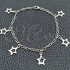 Sterling Silver Charm Bracelet, Star and Rolo Design, Polished, Silver Finish, 03.392.0010.07 (03 MM Thickness, 7 Inches Length)